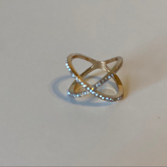 Covet Gold Plated Criss Cross Ring Size 8 - Picture 4 of 14